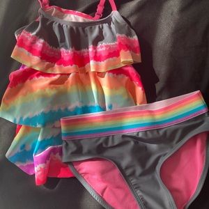 Girls size 8 Justice rainbow tie dye tankini